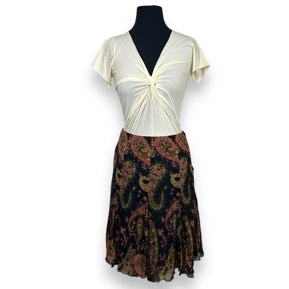 Vintage Dana Buchman Silk‎ Paisly Skirt Women's Sz 4P - Picture 1 of 8